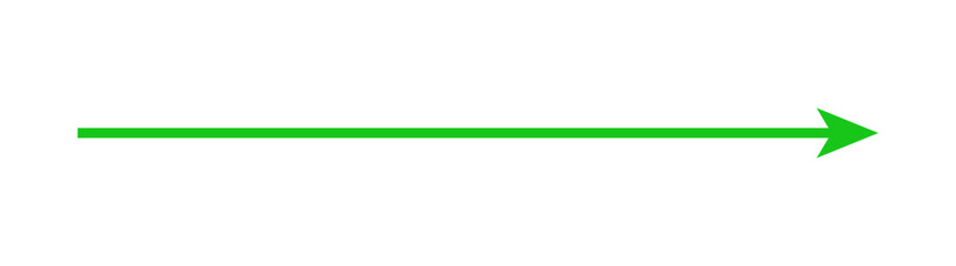Wall Mural - Straight green arrow - Long green arrow indication sign isolated on a transparent background - Vector illustration