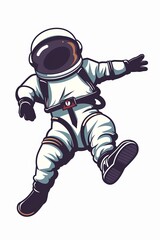 Wall Mural - A cartoon astronaut is floating in space