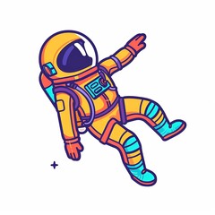 Wall Mural - A yellow astronaut is floating in space