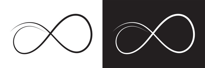 Poster - Hand drawn infinity symbol. Black infinity icon. Eternity, infinite, limitless and forever signs. isolated on white and black background. Vector illustration . EPS 10