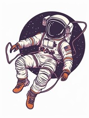Wall Mural - A man in a spacesuit is floating in space
