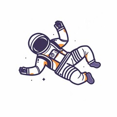 Wall Mural - A cartoon astronaut is falling from space