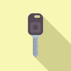 Poster - Vector illustration of a modern car key with a flat design style and shadow on a yellow background