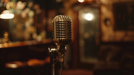 Wall Mural - Vintage Microphone Used in Voice Over Recordings and Radio Broadcasts