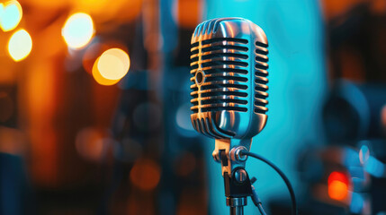 Wall Mural - Vintage Microphone Used in Voice Over Recordings and Radio Broadcasts