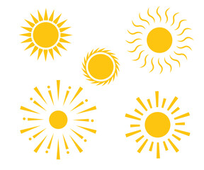 Aufkleber - Set of sun shapes, sun icons vector symbol set, Suns collection