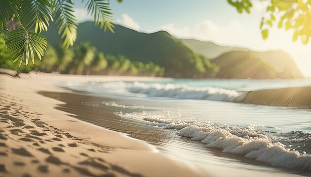 natural landscape with empty tropical beach, blurred background