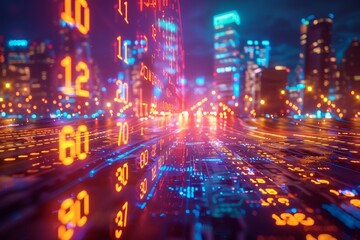 Aufkleber - Dynamic Representation of Modern Digital Warfare in Neon Colors: Abstract Technology and Military Strategies in a Virtual Battlefield