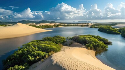 Wall Mural - Dunes in Brazil. A stunning green oasis. Nature and travel concept.