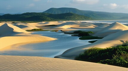 Wall Mural - Dunes in Brazil. A stunning green oasis. Nature and travel concept.