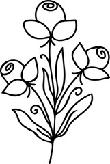 Wall Mural - Line art hand drawn flower, decorative flower design