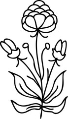 Wall Mural - Line art hand drawn flower, decorative flower design