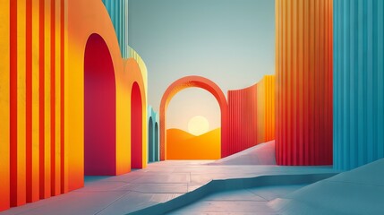 Wall Mural - illustrate an abstract optical illusion with a minimalist approach. use basic shapes and lines to cr