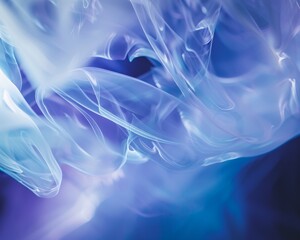 Aufkleber - Ethereal Dance of Privacy and Surveillance: Abstract Blue and Purple Shapes Depicting Digital Monitoring in a Serene Yet Vigilant Environment