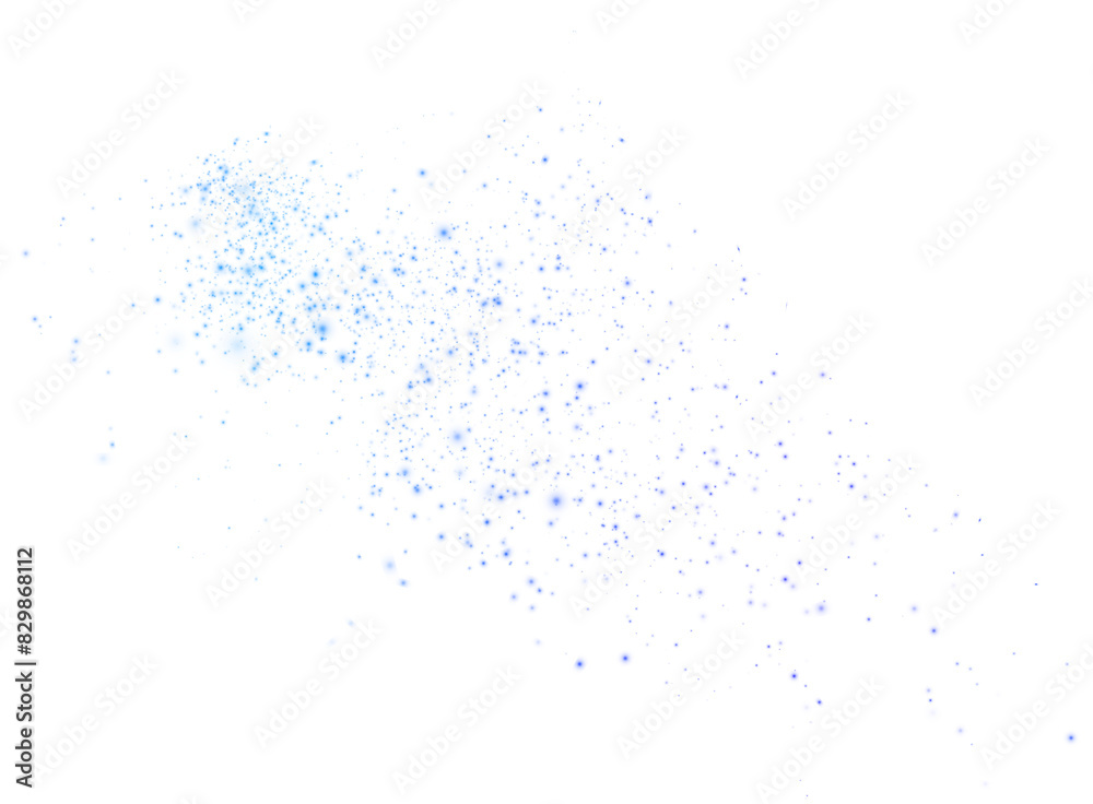 Christmas background. Powder blue dust light PNG. Magic shining blue dust. Fine, shiny dust bokeh particles fall off slightly. Fantastic shimmer effect.

