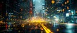 © Ryzhkov - Dynamic Abstract Surveillance Concept: Colorful Matrix of Data Processing in a Cityscape at Night
