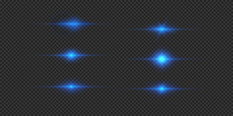 Wall Mural - set of blue horizontal light effects of lens flares