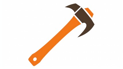 Simple icon of a bright orange hammer on a white background. Suitable for designs with a construction theme.