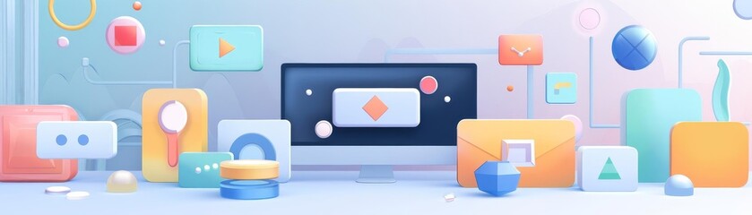 Detailed vector icons for a mobile app being designed on a computer screen, showcasing a clean and modern style