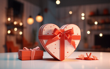 Wall Mural - there is a heart shaped box with a bow and a gift