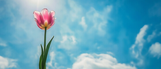 Wall Mural - there is a pink flower that is in the middle of a field