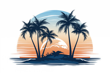 Wall Mural - there is a picture of a sunset with palm trees on the beach