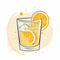 Wall Mural - there is a glass of orange juice with a slice of orange