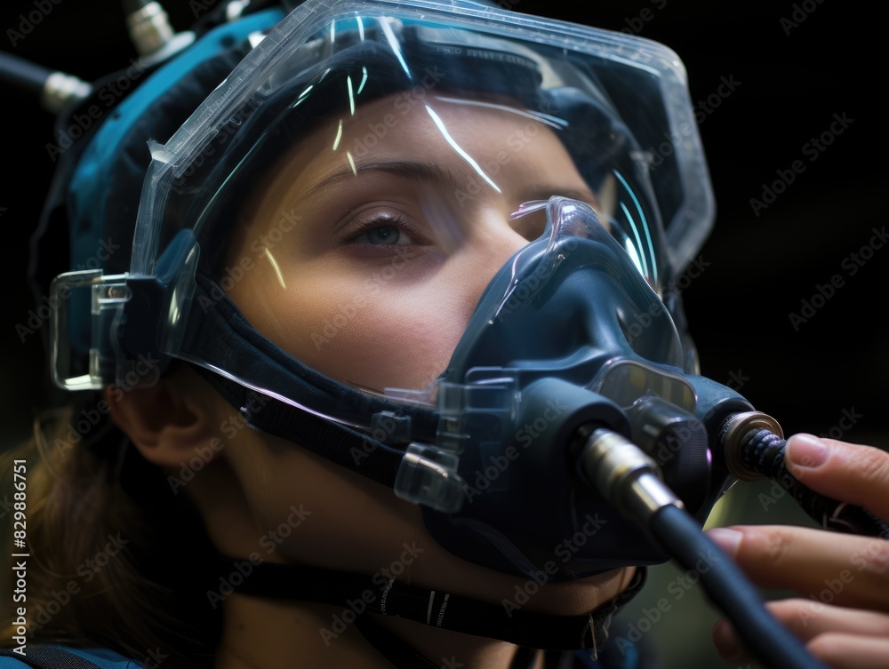 Medical Professional Placing Oxygen Mask on Patient's Face in Hospital ...