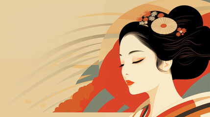 Wall Mural - there is a woman with a fan and a flower in her hair
