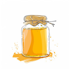 Poster - there is a jar of honey with a spoon on it