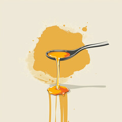 Wall Mural - there is a spoon with honey dripping from it on a table