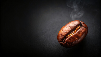 Wall Mural - Close-up of roasted brown coffee bean isolated on a black background