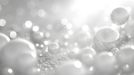backdrop of white orbs. glistening spheres of varying sizes set against a pristine white backdrop. g