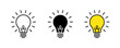 © Hubba Bubba - Lamp, lightbulb icon set. Solution or idea symbol. Thinking concept. Vector