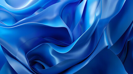 Poster - Blue curved abstract background. Generative AI.