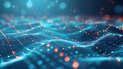 Leinwandbilder - blue geometric shape abstract technology background. Generative AI.