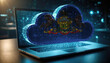 © Александр Бердюгин - An image of a laptop with a cloud icon featuring the Pennsylvania flag, symbolizing the significance of cloud services in the Pennsylvania technology sector