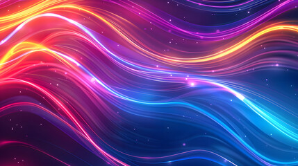 Poster - bright wavy lines background. Generative AI.