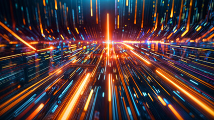 Poster - Dynamic abstract background featuring intersecting lines and vibrant lights creating a visually striking composition