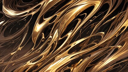 Poster - A striking composition featuring layers of gold and black, creating a dynamic and visually engaging abstract background