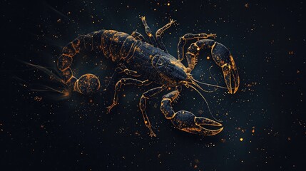 Wall Mural - [flat 2d vector illustration of the Scorpio zodiac sign, astrology style, made of earth, darker around edges, blacker background, darker background, no bloom, no glow, 