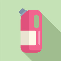 Wall Mural - Vector illustration of a pink detergent bottle with a blank label, shadow effect on a green background