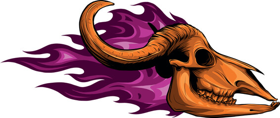 Wall Mural - Bull skull with horns vector illustration design