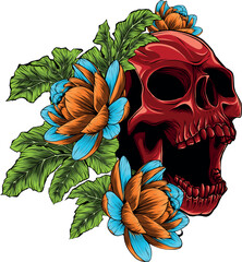 colored draw of human skull vector illustration design