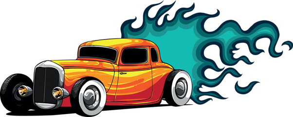 Wall Mural - draw of hot rod car vector illustration design