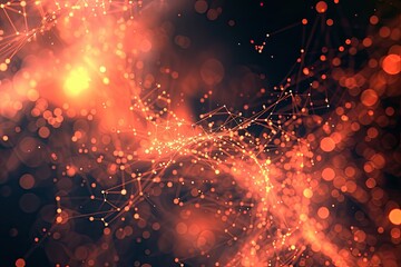 Leinwandbilder - a blue and orange background with a blurry image of a star, A chaotic Brownian motion background illustrating random particle movement