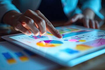 Leinwandbilder - a man in a suit using a laptop computer, Business consultants analyzing financial reports