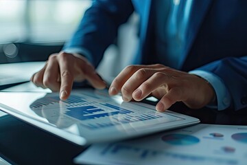 Poster - a man in a suit using a laptop computer, Business consultants analyzing financial reports