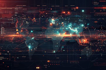 Aufkleber - a world map with many different lines, Data visualization chart depicting global internet usage trends