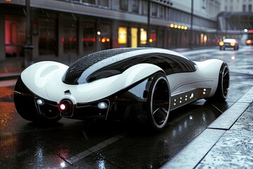 Poster - a futuristic car is shown in this picture, A high-speed concept car, fully equipped with the latest technology